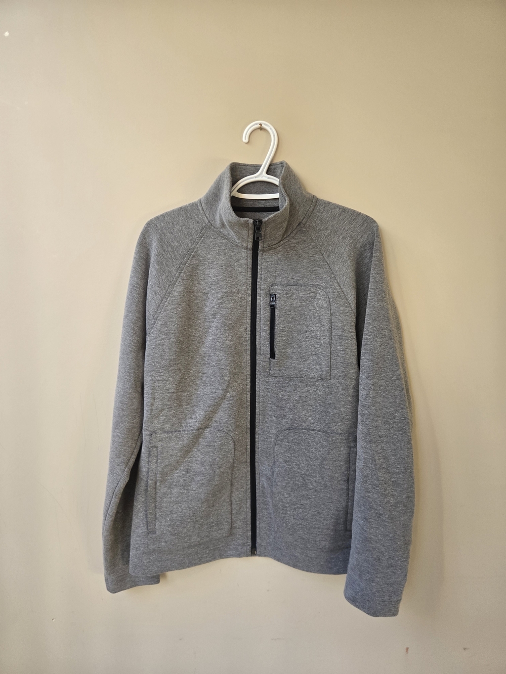 Banana Republic Full Zip Jacket Men's Medium Grey Stretch Mock Neck Sweater
